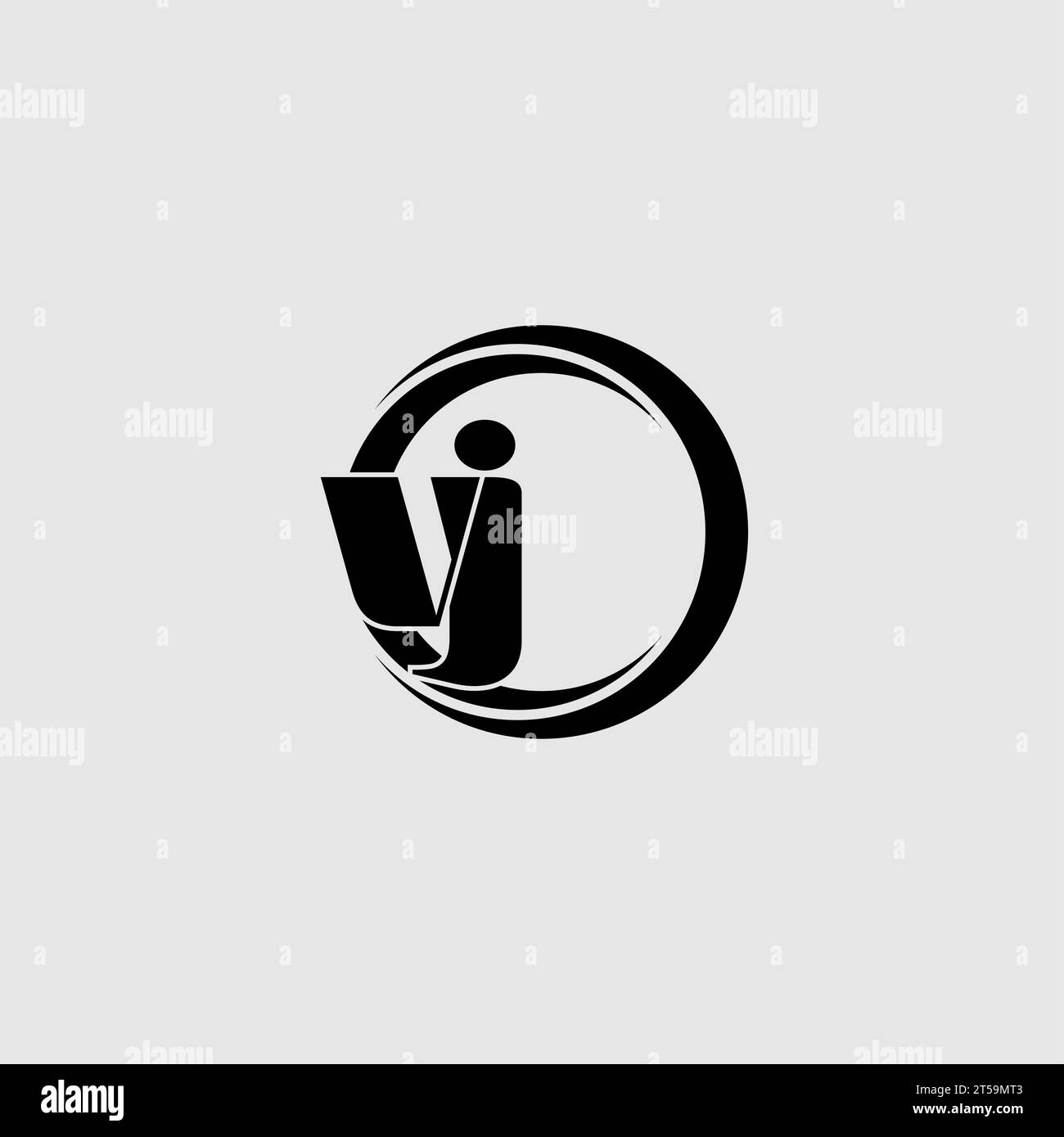 Letters VJ simple circle linked line logo vector graphic Stock Vector