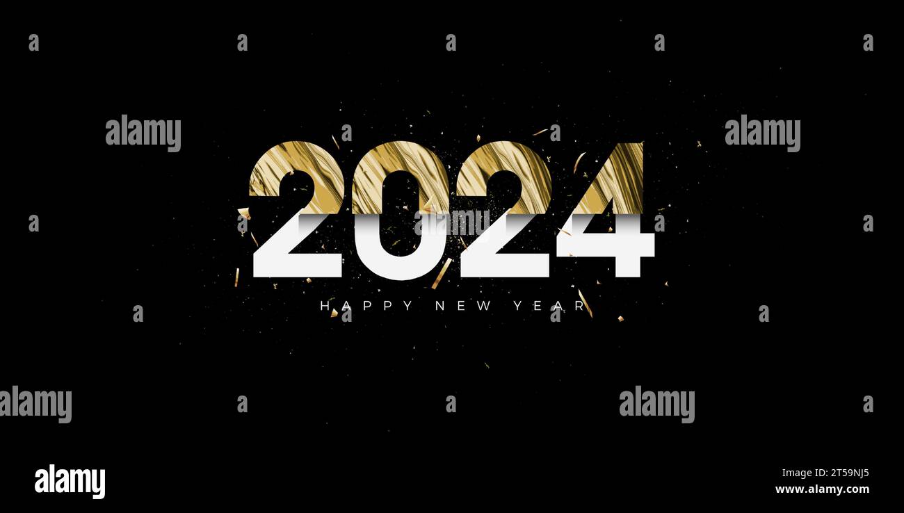 Luxury happy new year 2024 design. With shiny luxury gold numbers ...