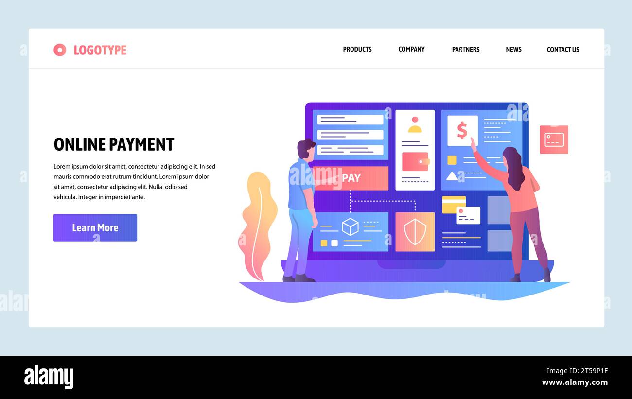 Digital Transaction Web Template Vector web site design template. Online shopping and internet digital ...