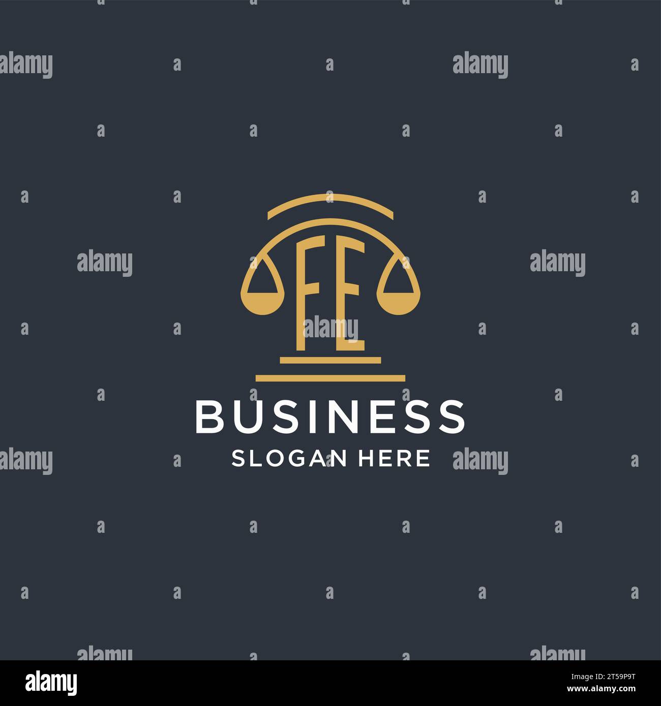 FE initial with scale of justice logo design template, luxury law and ...