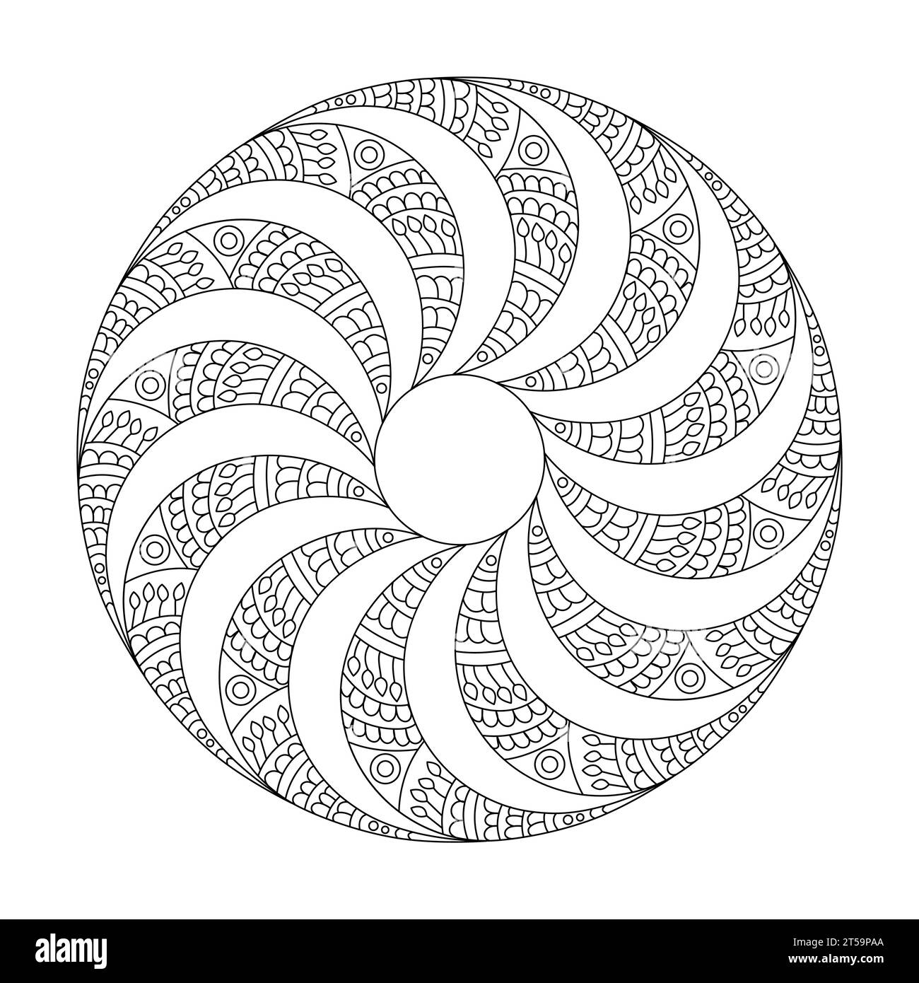 Round Celtic mandala colouring book page for KDP book interior, Ability to Relax, Brain Experiences, Harmonious Haven, Peaceful Portraits, Blossoming B Stock Vector