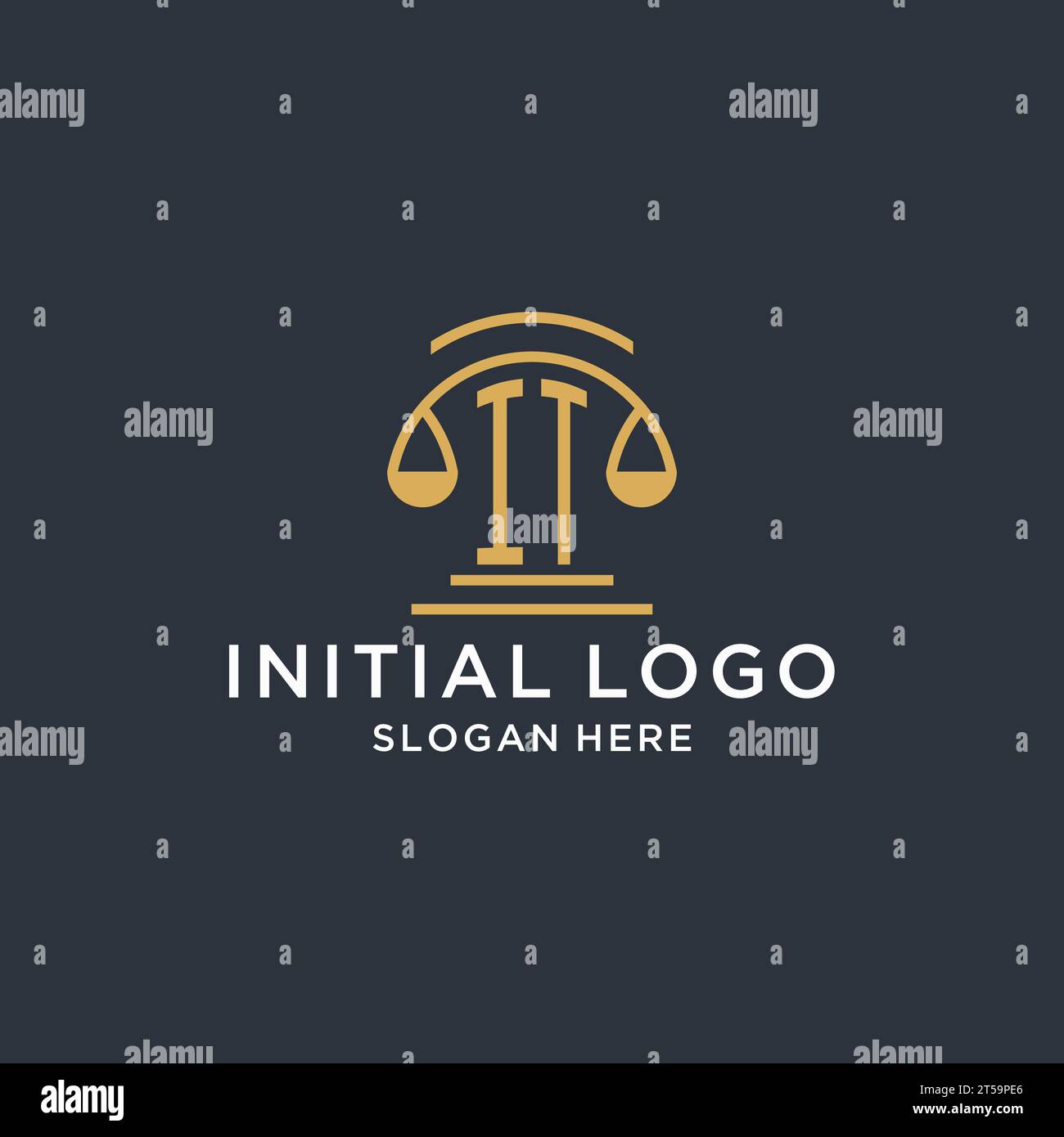 IT initial with scale of justice logo design template, luxury law and ...