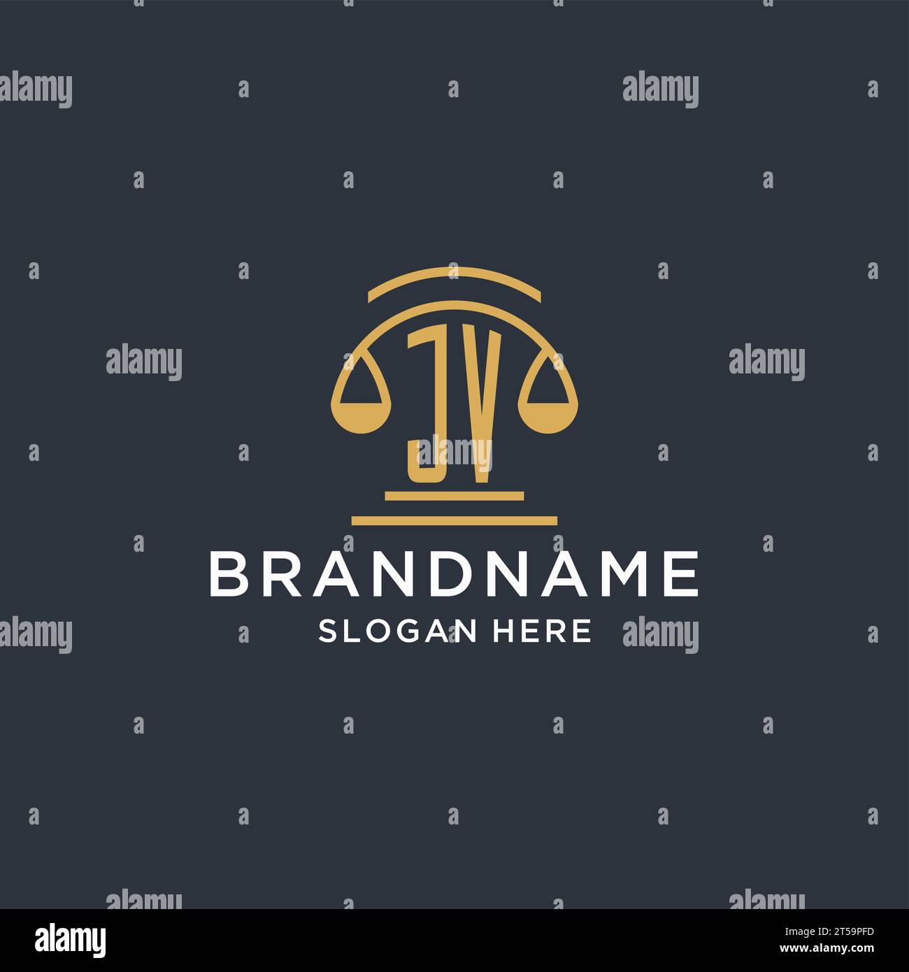JV initial with scale of justice logo design template, luxury law and ...