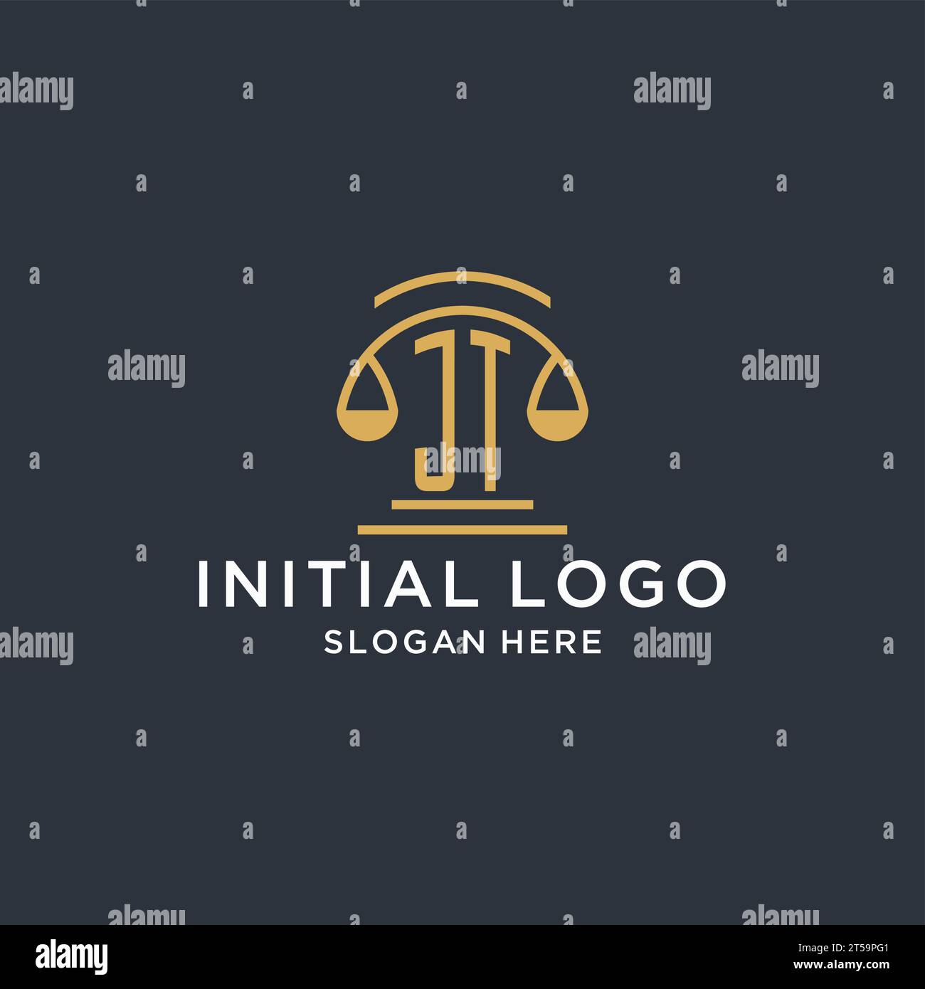 JT initial with scale of justice logo design template, luxury law and ...