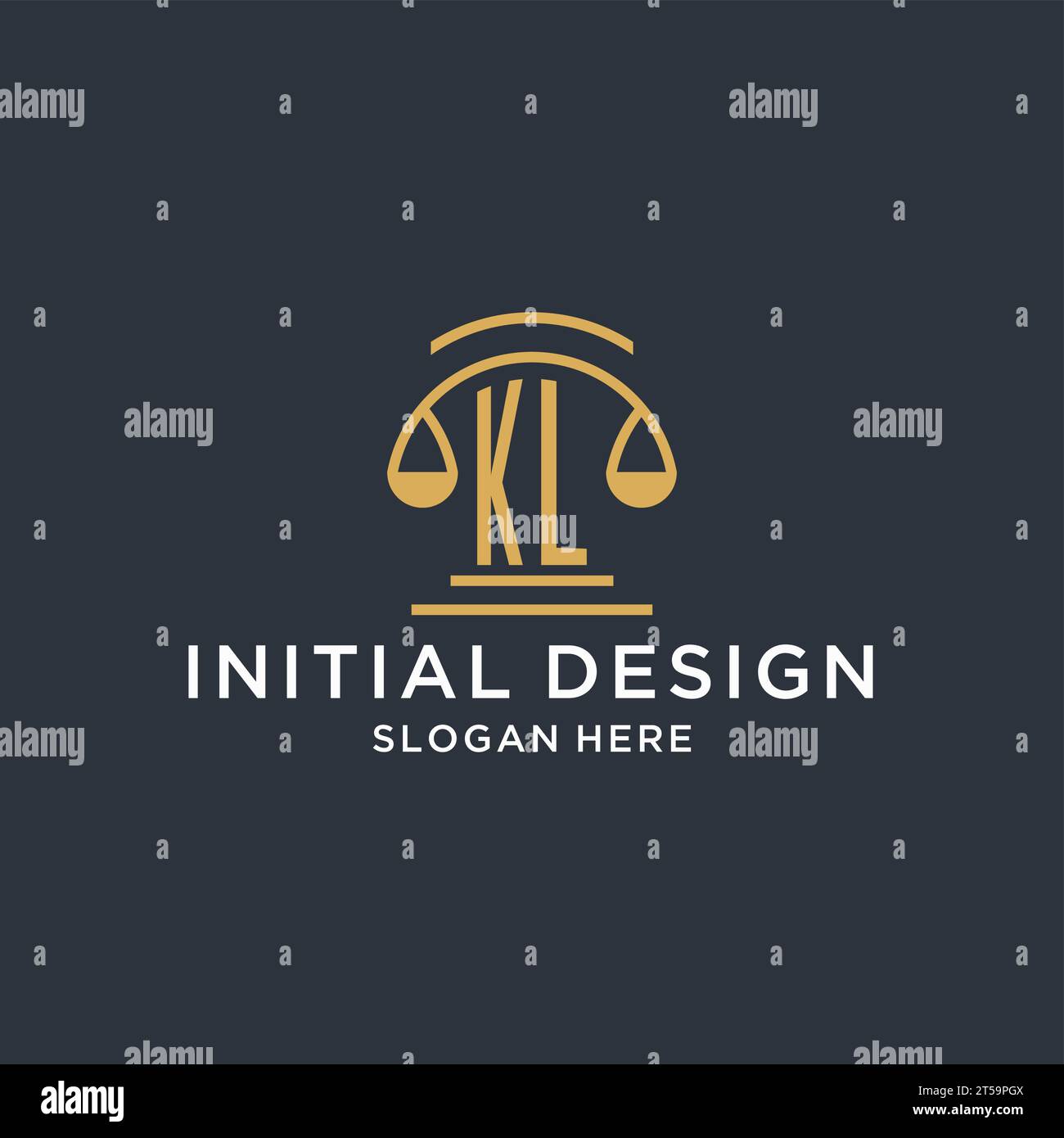 KL initial with scale of justice logo design template, luxury law and ...