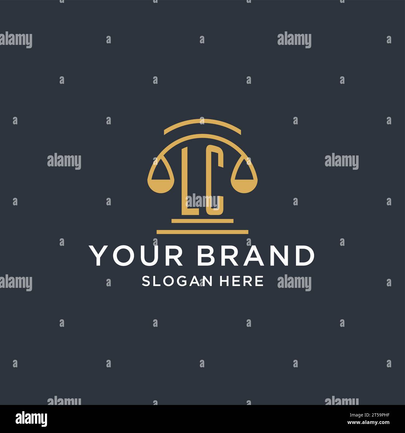 LC initial with scale of justice logo design template, luxury law and ...