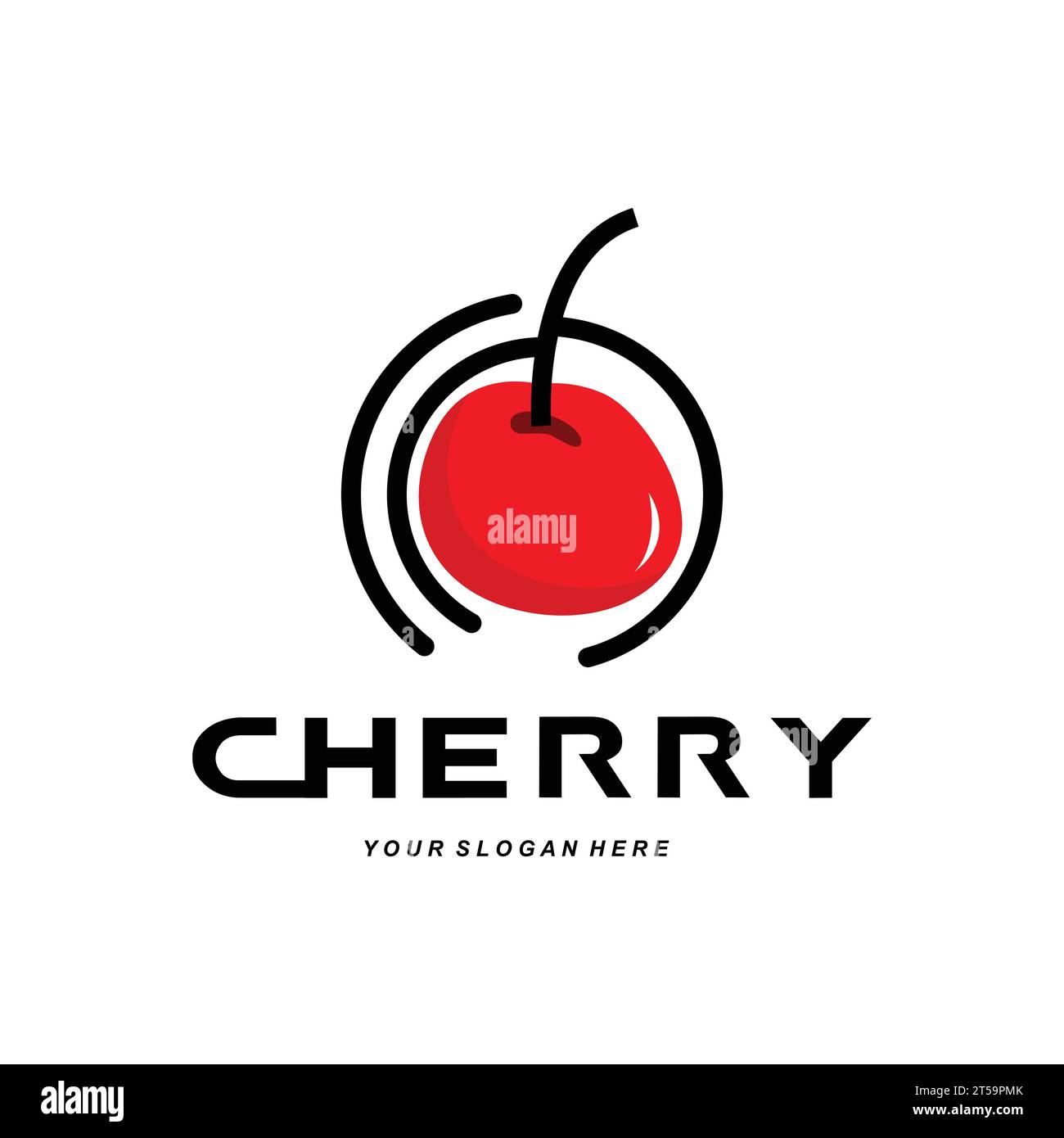 Cherry Fruit logo, Red Colored plant vector illustration, Fruit Shop Design, Company, Sticker, Product Brand Stock Vector