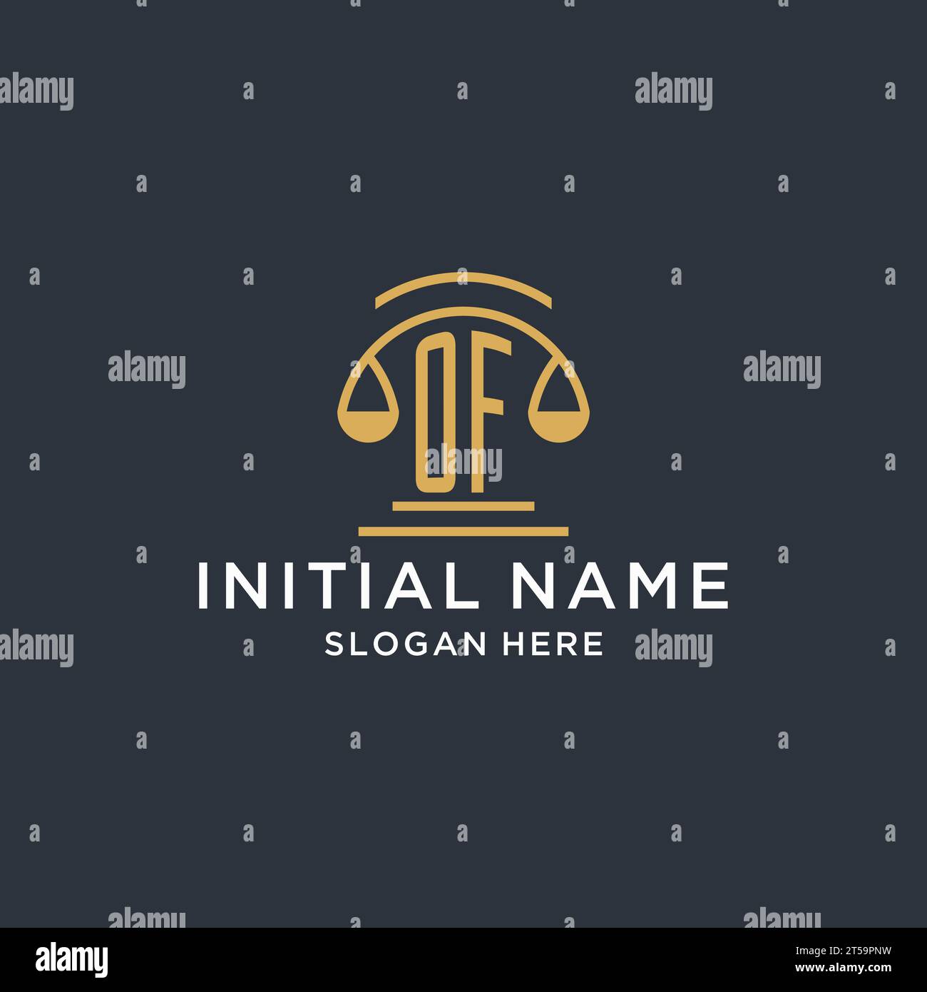 OF initial with scale of justice logo design template, luxury law and ...