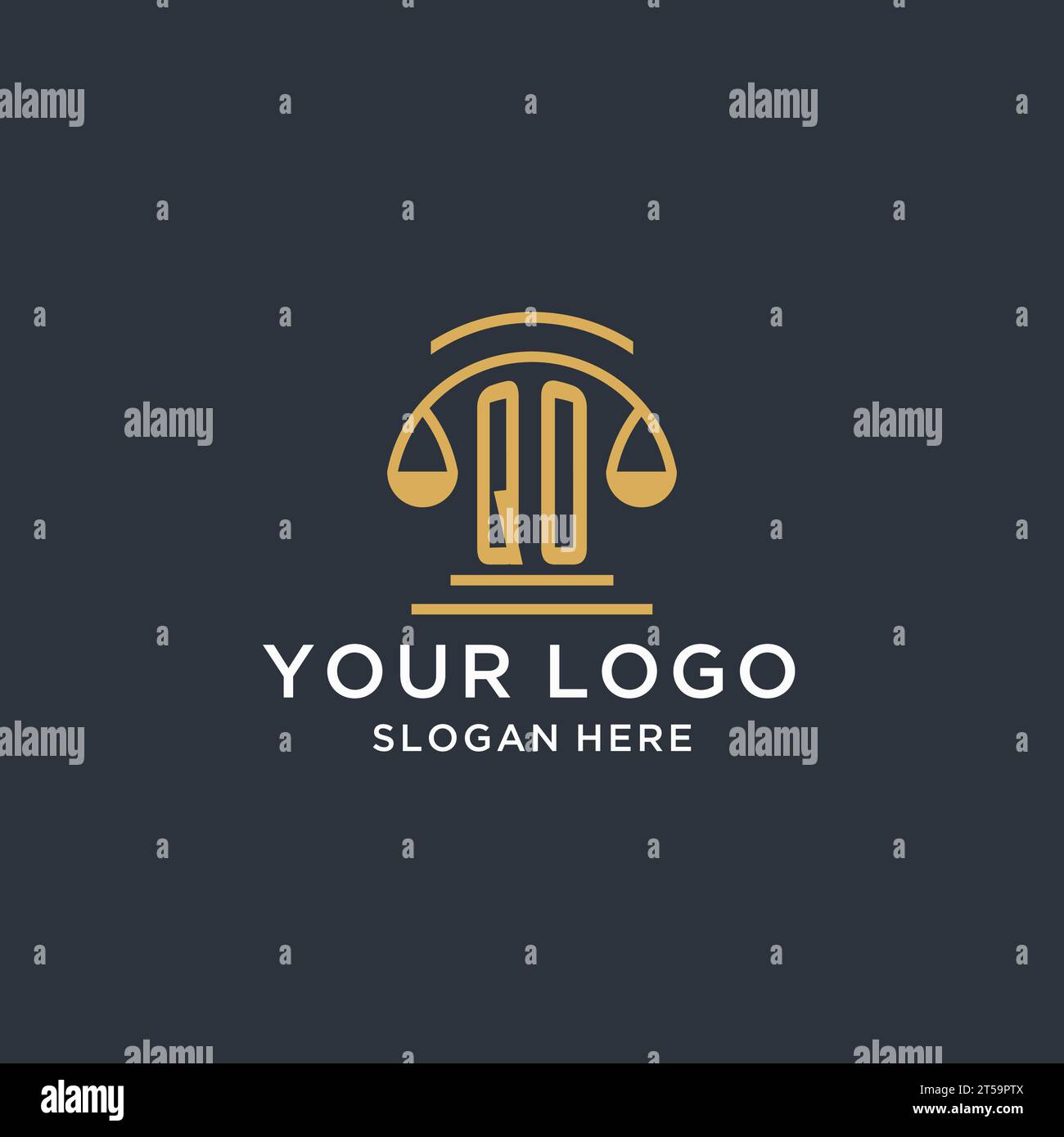 QO initial with scale of justice logo design template, luxury law and ...