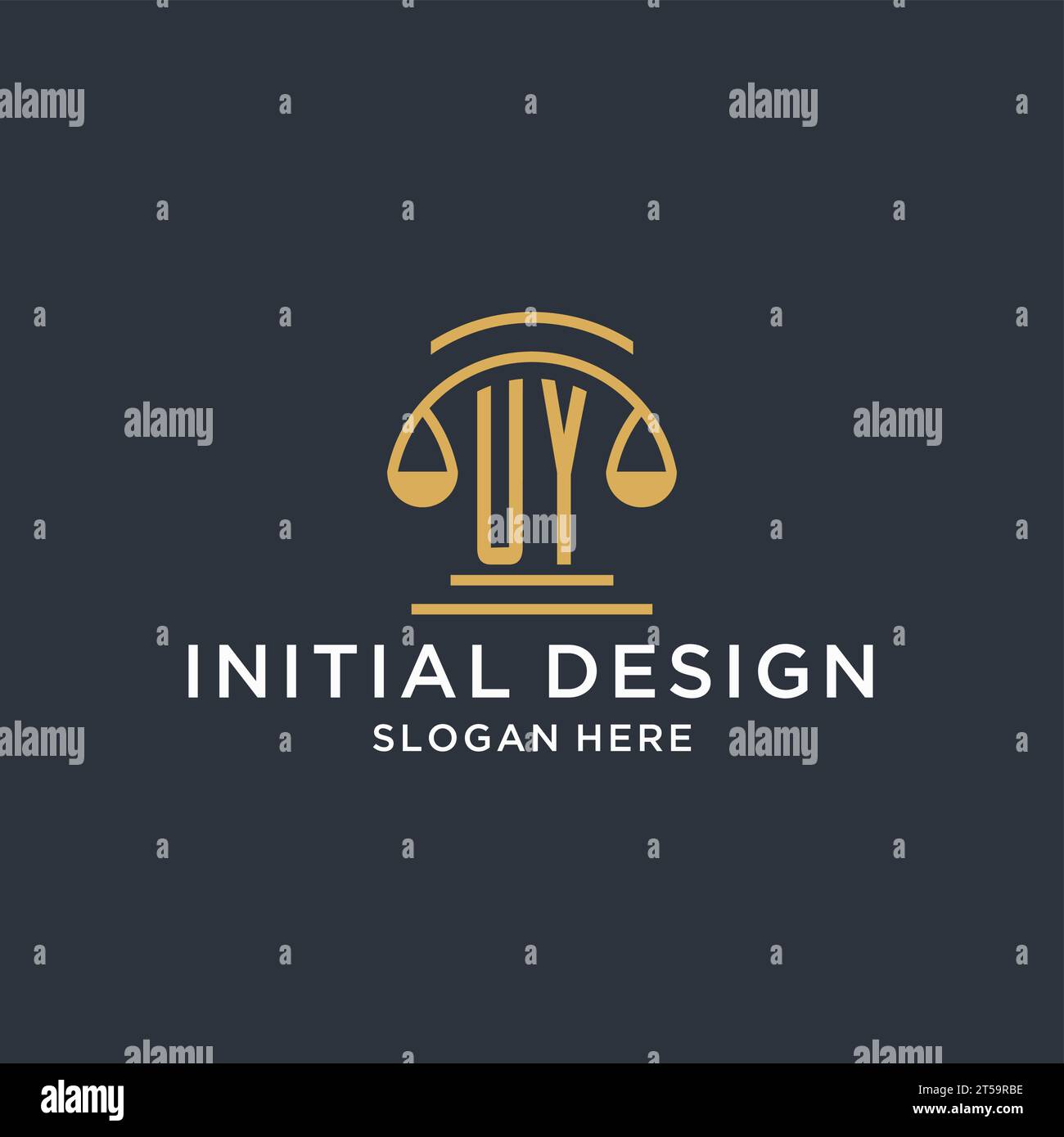 UY initial with scale of justice logo design template, luxury law and ...