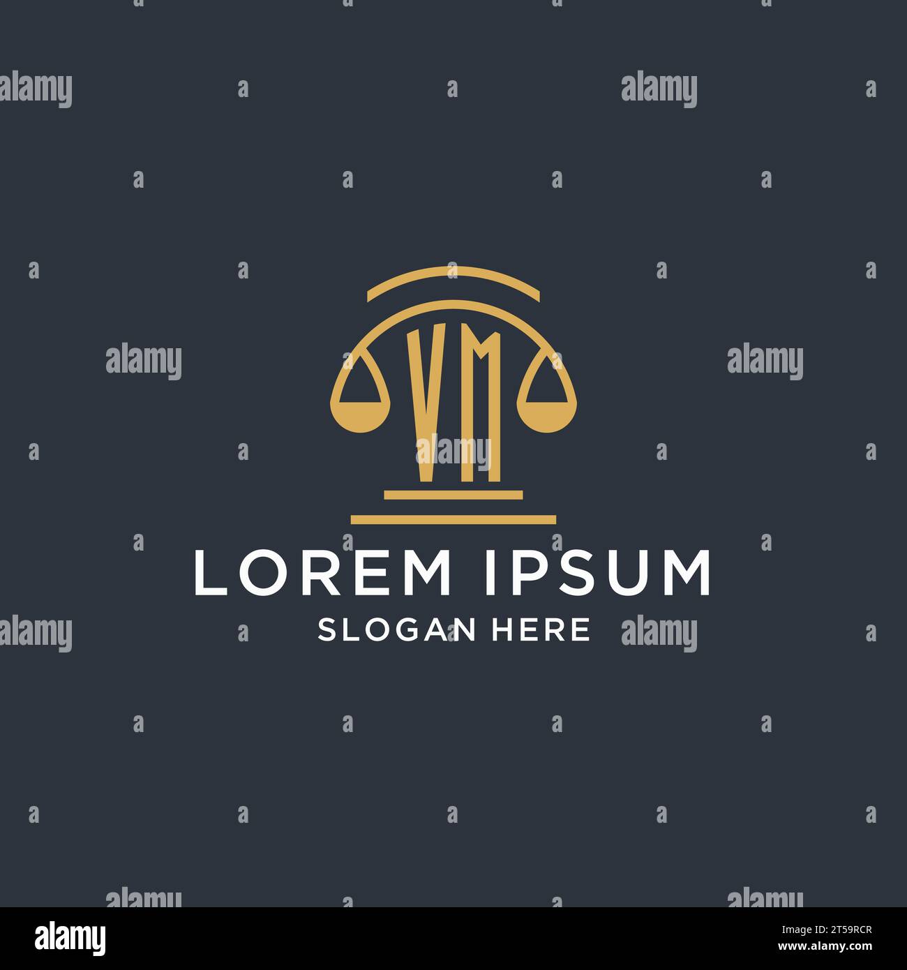 VM initial with scale of justice logo design template, luxury law and ...