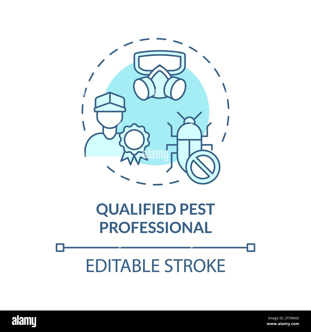 2D thin line icon qualified pest professional concept Stock Vector