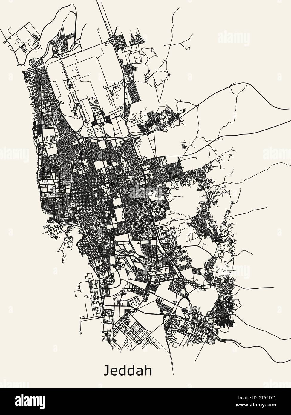 Vector city road map of Jeddah, Saudi Arabia Stock Vector Image & Art