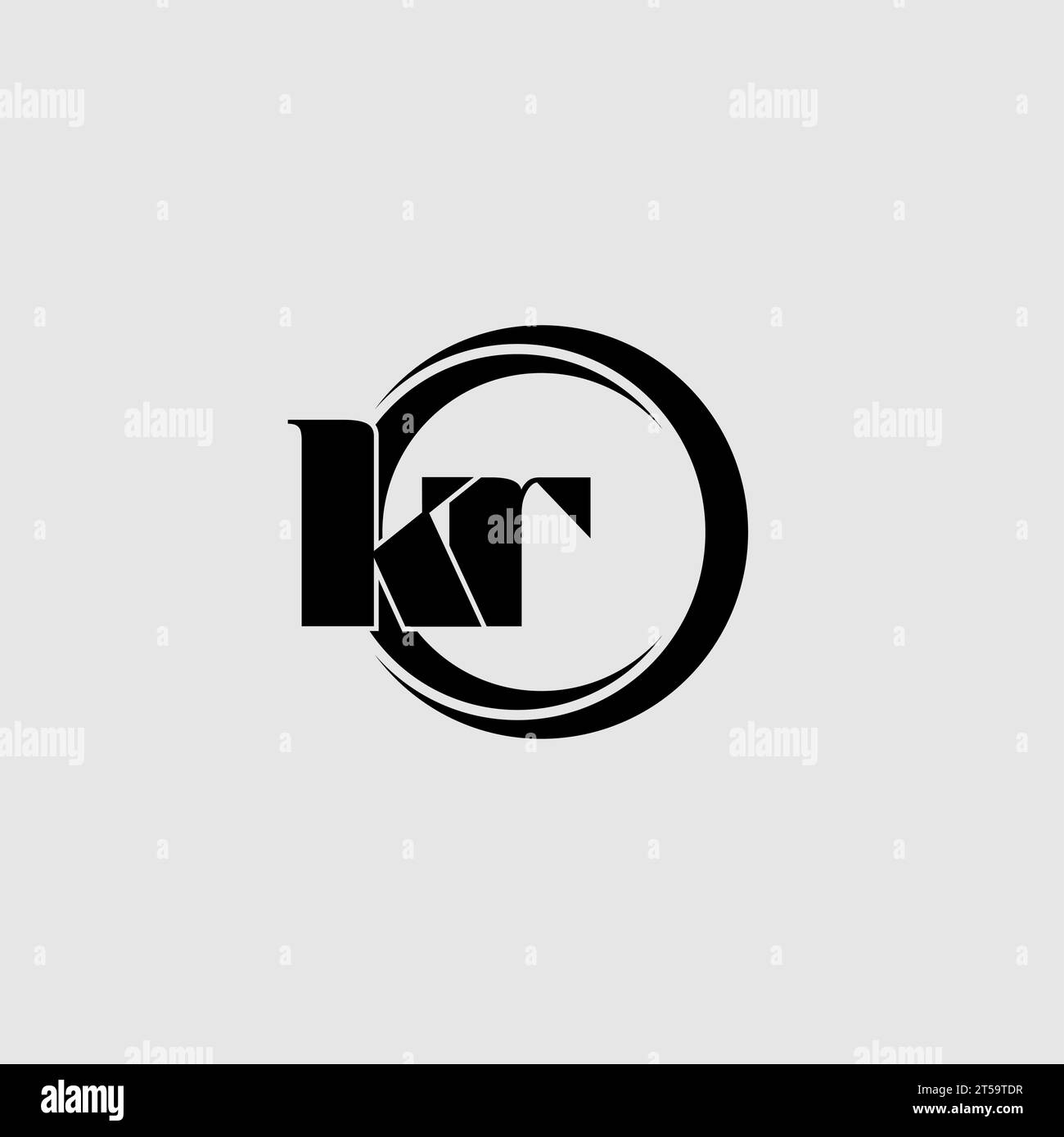 Letters KR simple circle linked line logo vector graphic Stock Vector