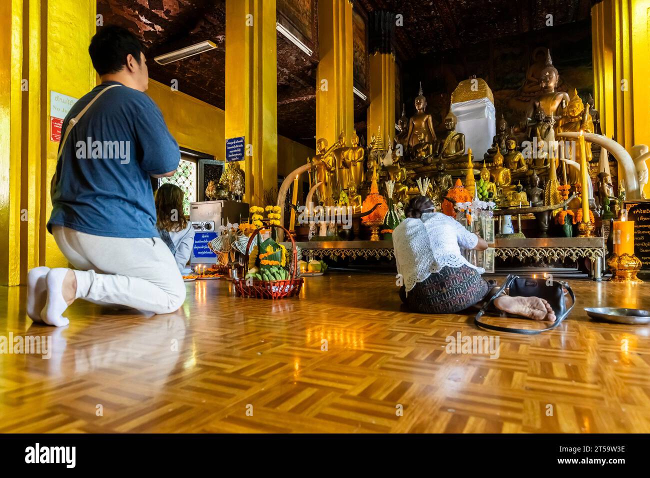 Wat Si Muang(Wat Simuong), inside of main shrine, main hall, Vientiane, Laos, Southeast Asia, Asia Stock Photo
