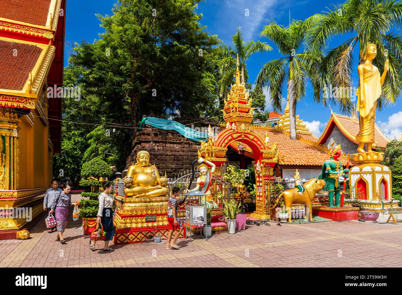 Wat Si Muang(Wat Simuong), sacred statues at coutyard, main hall, Vientiane, Laos, Southeast Asia, Asia Stock Photo