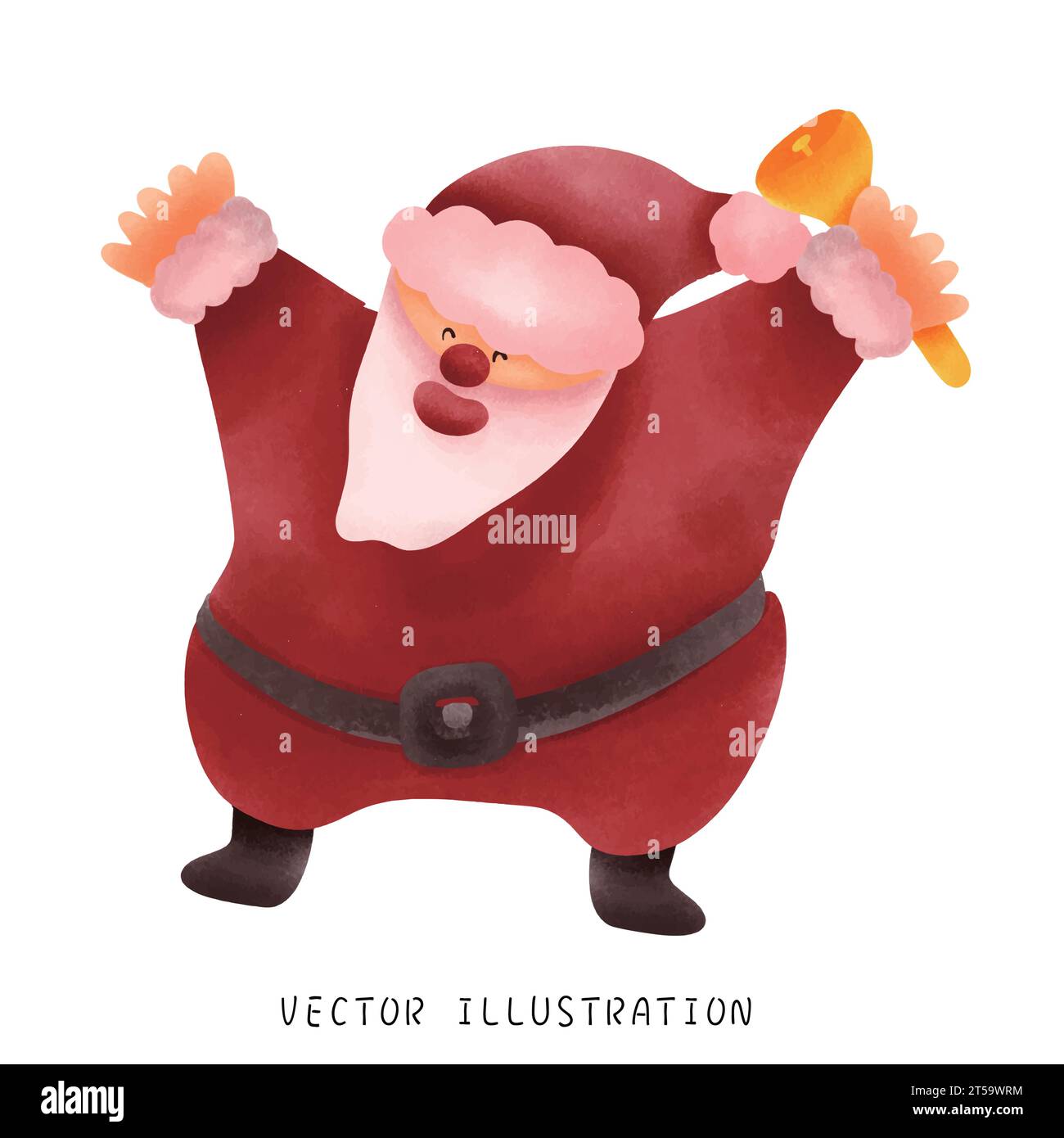 Hand Drawn Santa Claus and Festive Christmas Illustration Stock Vector