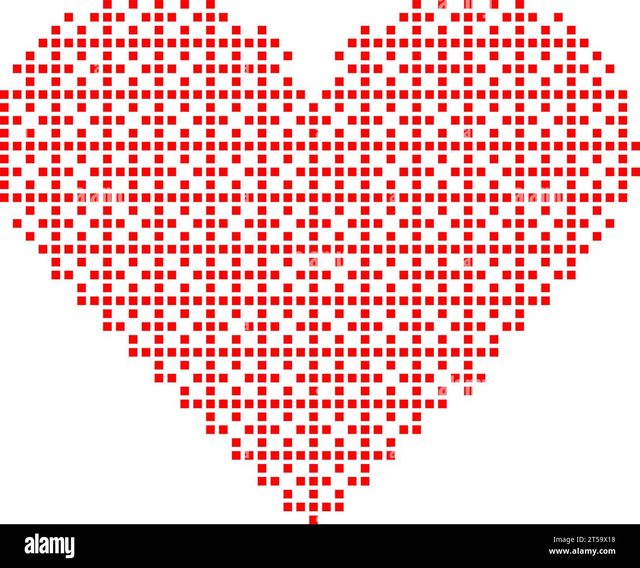 Red halftone heart with pixel mosaic texture. Valentine day love symbol ...