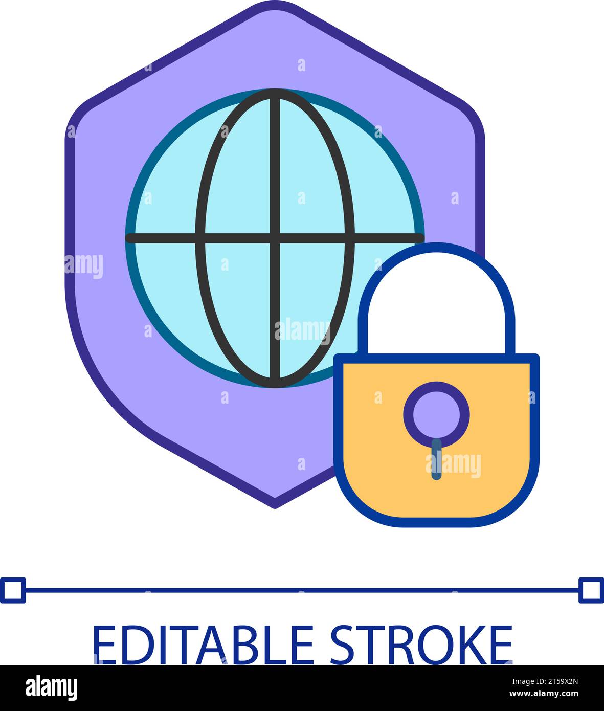 2D simple thin line international cybersecurity icon Stock Vector Image ...