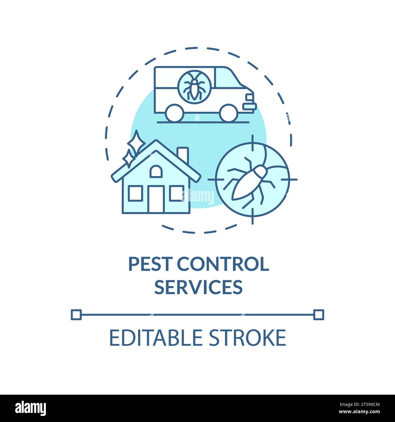 2D thin line icon pest control services concept Stock Vector