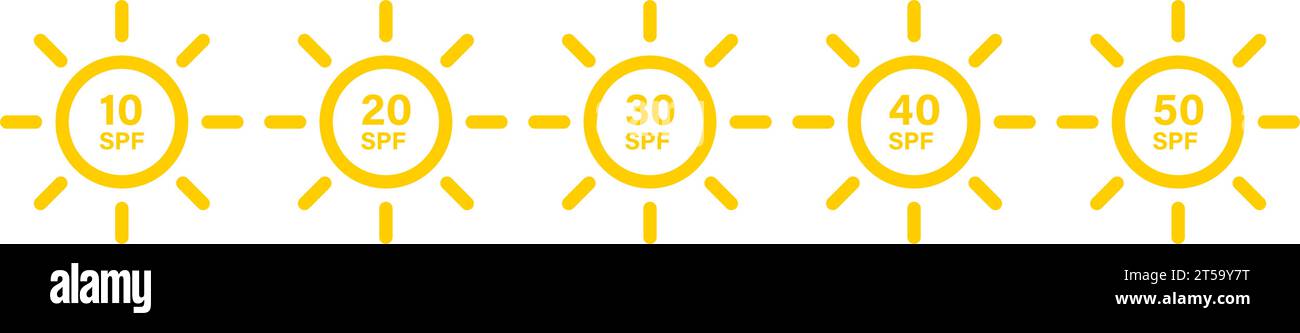 Spf sun icon set simple design Stock Vector