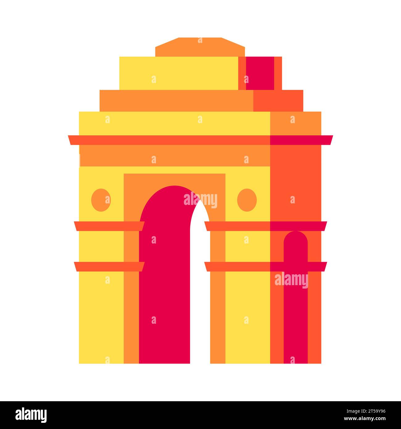 Gateway of India in New Delhi - flat design style single isolated image Stock Vector