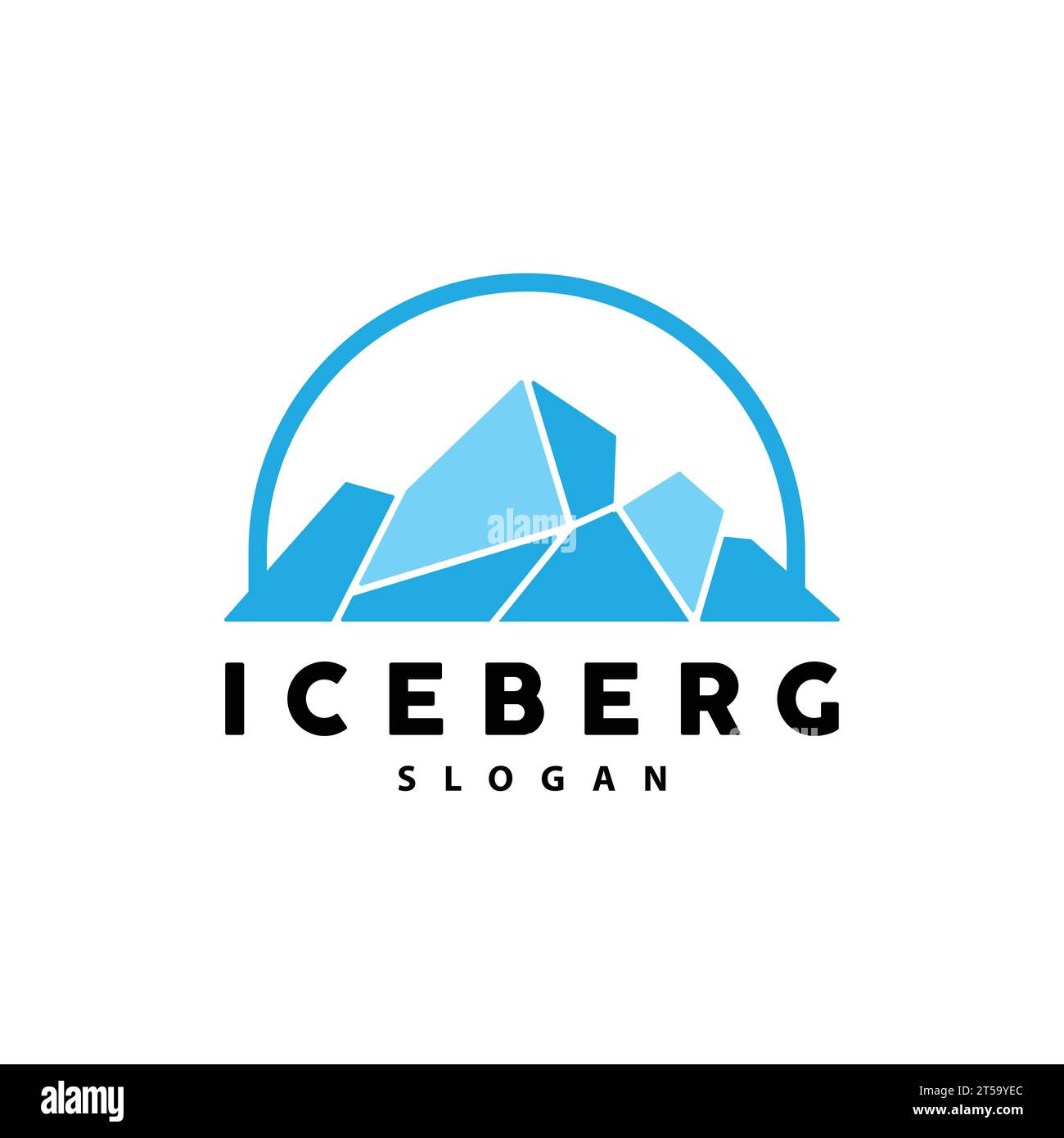 Iceberg Logo, Antarctic Mountains Vector In Ice Blue Color, Nature Design, Product Brand Illustration Template Icon Stock Vector