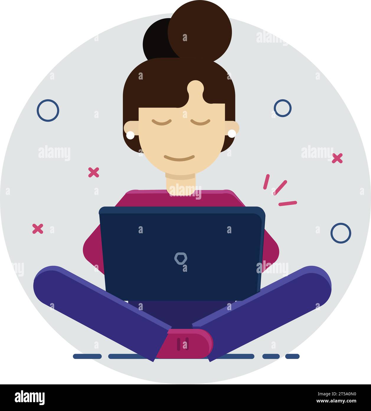 Girl working on computer stock vector image art alamy