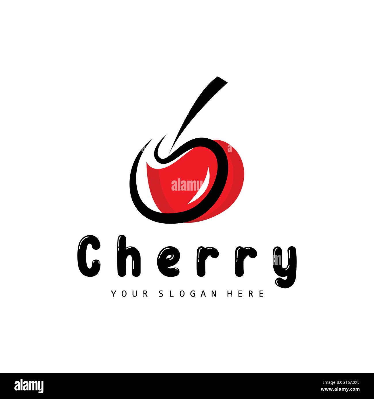 Cherry Fruit logo, Red Colored plant vector illustration, Fruit Shop Design, Company, Sticker, Product Brand Stock Vector