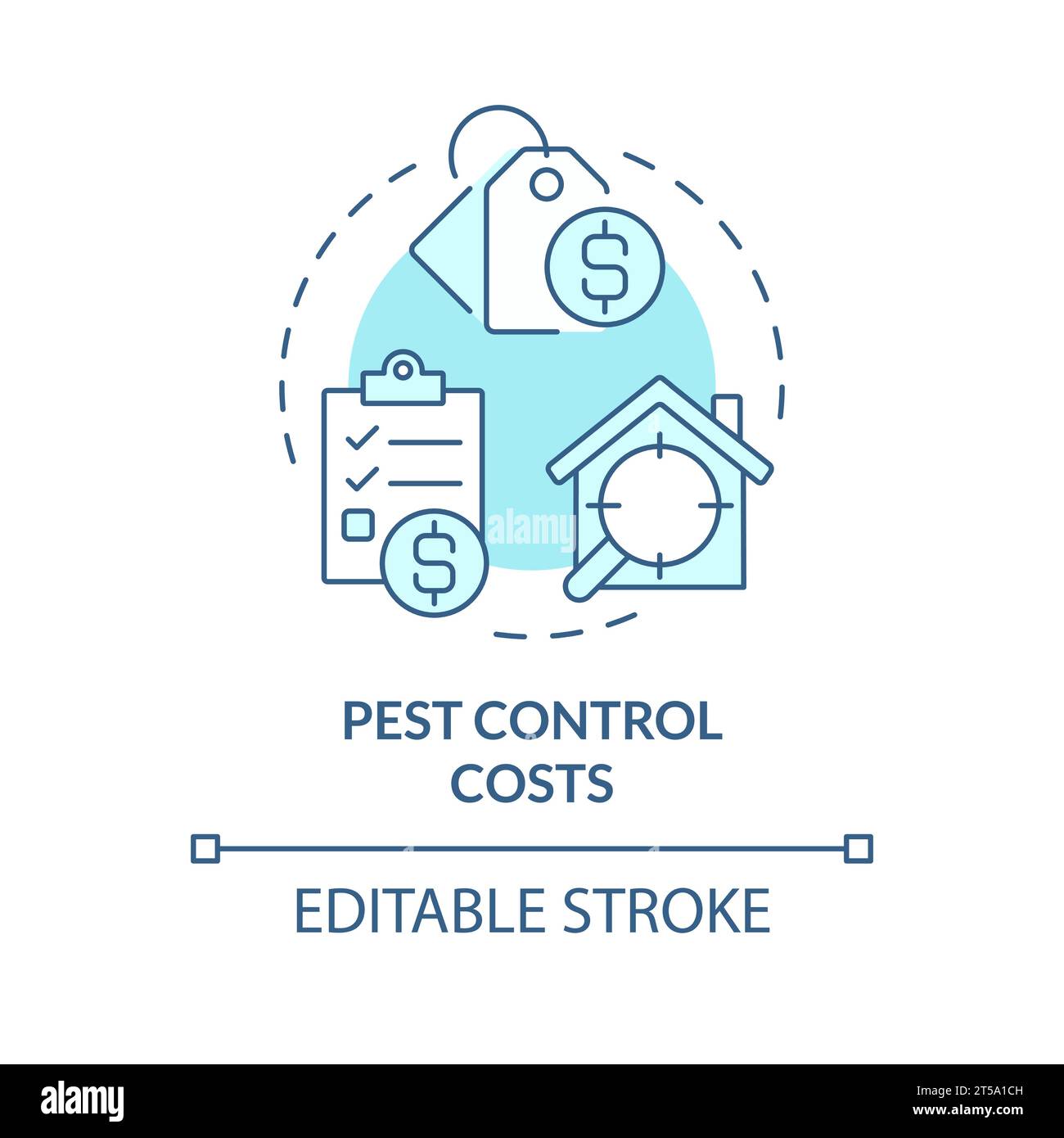 2D thin line icon pest control costs concept Stock Vector