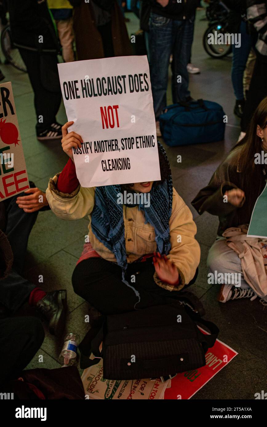 Sitting Inprotest London, United Kingdom - November 3rd 2023: Pro-Palestine sit-in ...