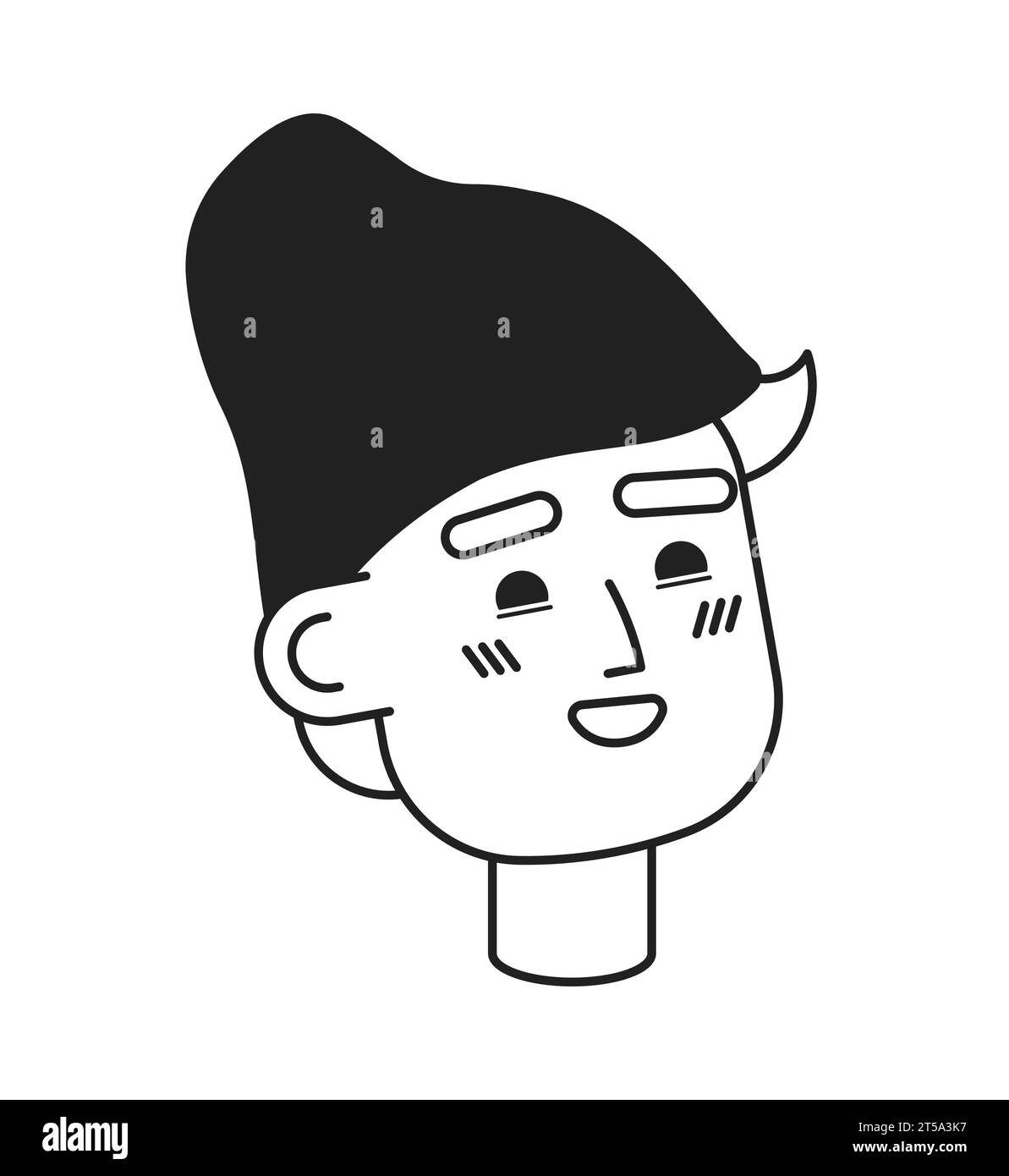 Beanie hat boy caucasian black and white black and white 2D vector