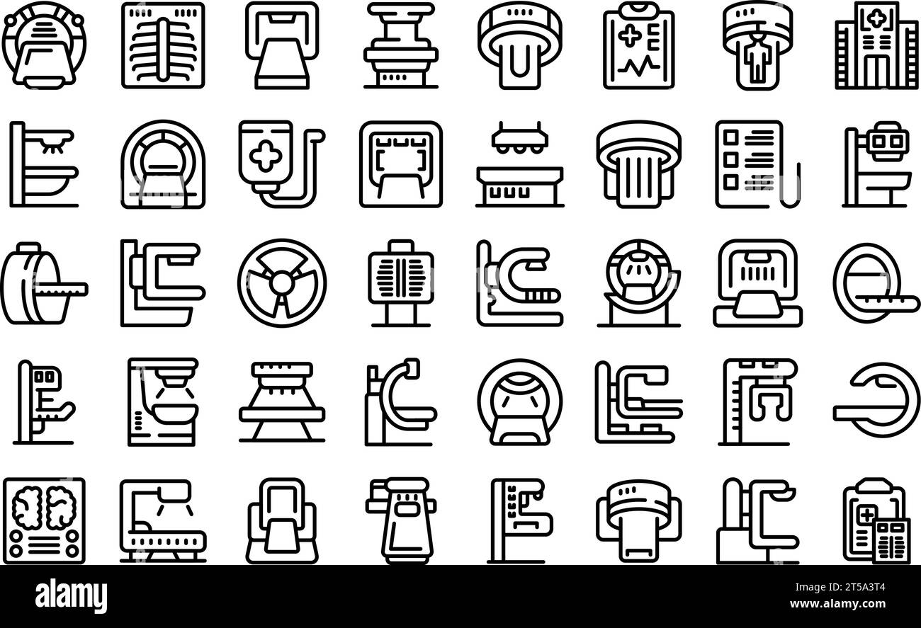 X-ray machine icons set outline vector. Medical hospital device ...