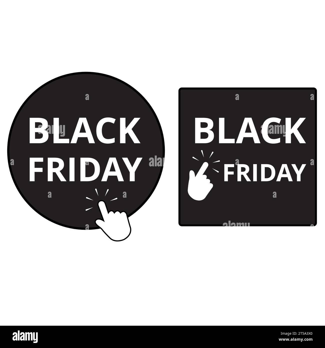 Black friday banners on a white background with copy space Stock Vector