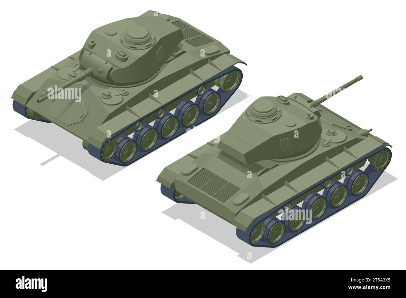 Isometric USA Light tank M24 Chaffee. Tank Armoured fighting vehicle
