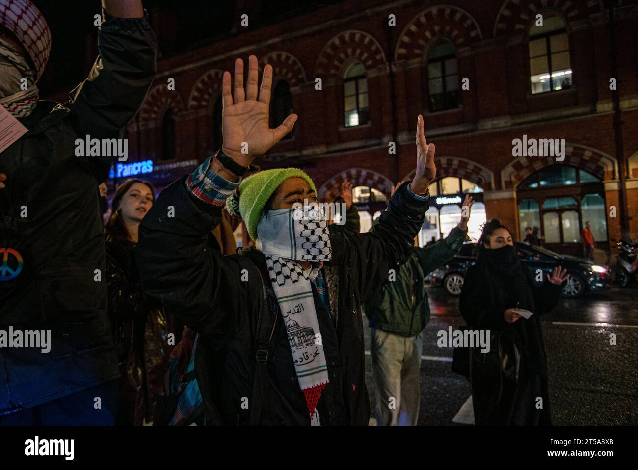 Sitting Inprotest London, United Kingdom - November 3rd 2023: Pro-Palestine sit-in ...