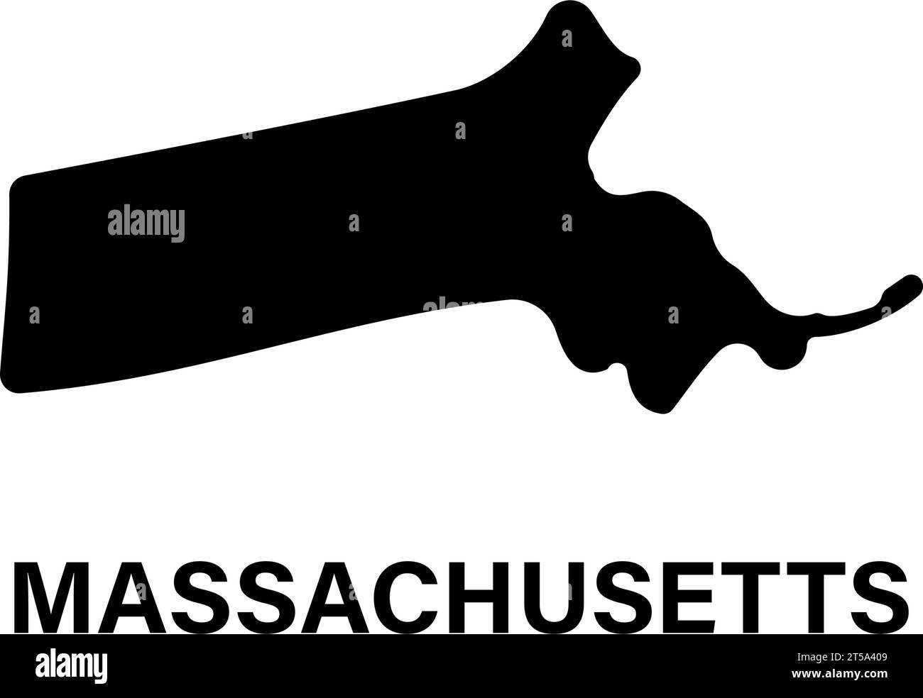 Massachusetts state map silhouette icon Stock Vector