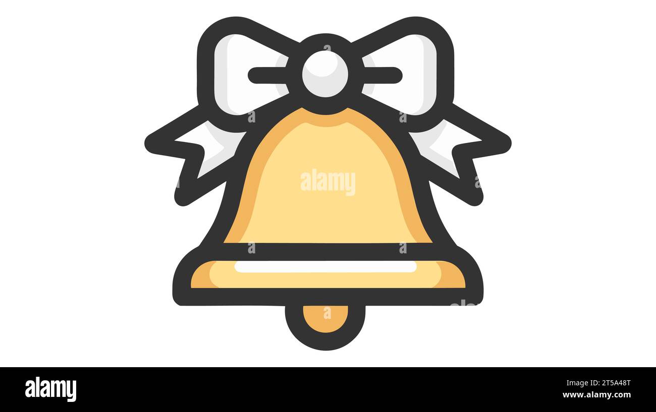 Bell filled outline icon. Bell with ribbon bow. Vector Illustration ...
