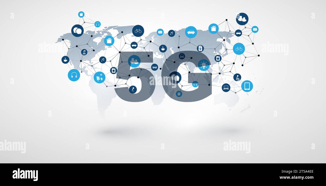 5G Network Label with World Map - 5g Network Label With World Map Icons And Network Mesh High Speed Broadband Mobile Telecommunication And Wireless Internet Design New Cutting Edge 2T5A4EE 