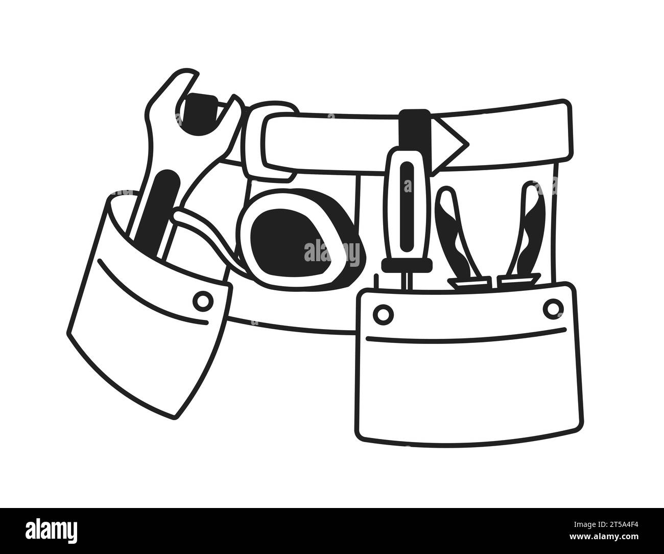 Tools belt on waist black and white 2D cartoon object Stock Vector ...