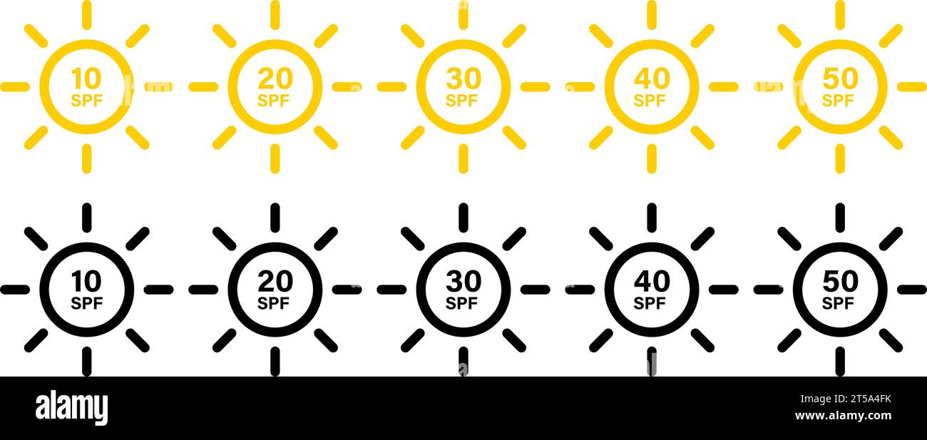 Spf sun icon set simple design Stock Vector