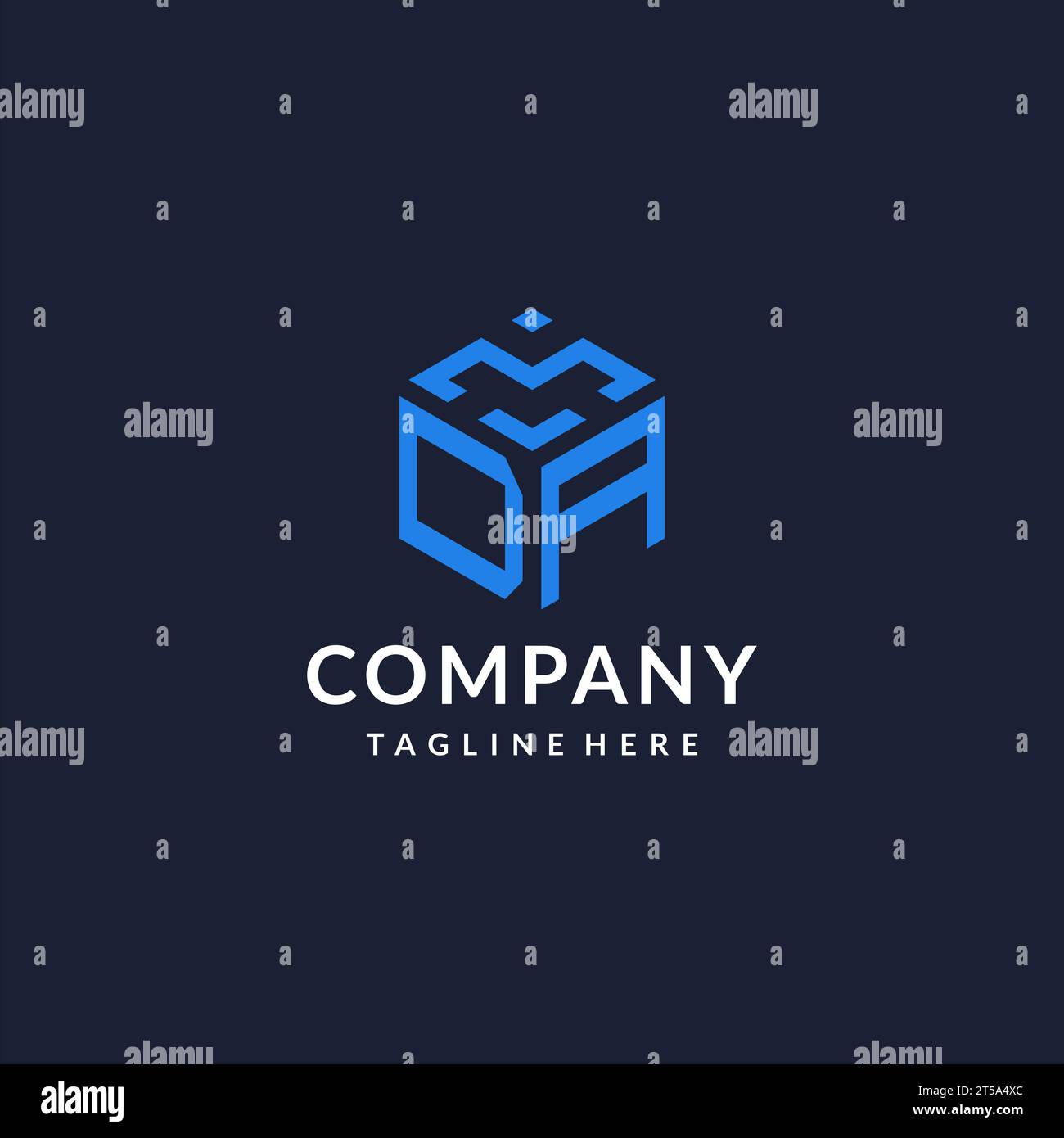 DA logo hexagon designs, best monogram initial logo with hexagonal shape design ideas inspiration Stock Vector