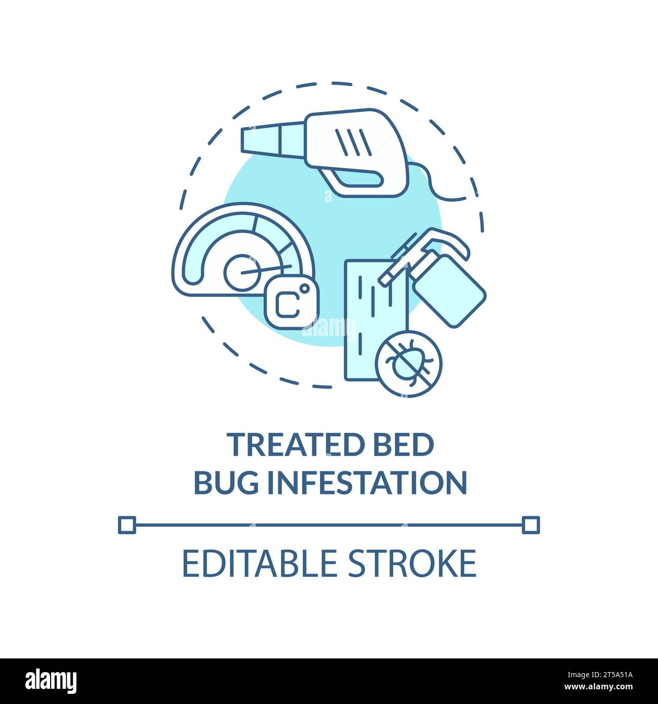 2D thin line icon treated bed bug infestation concept Stock Vector