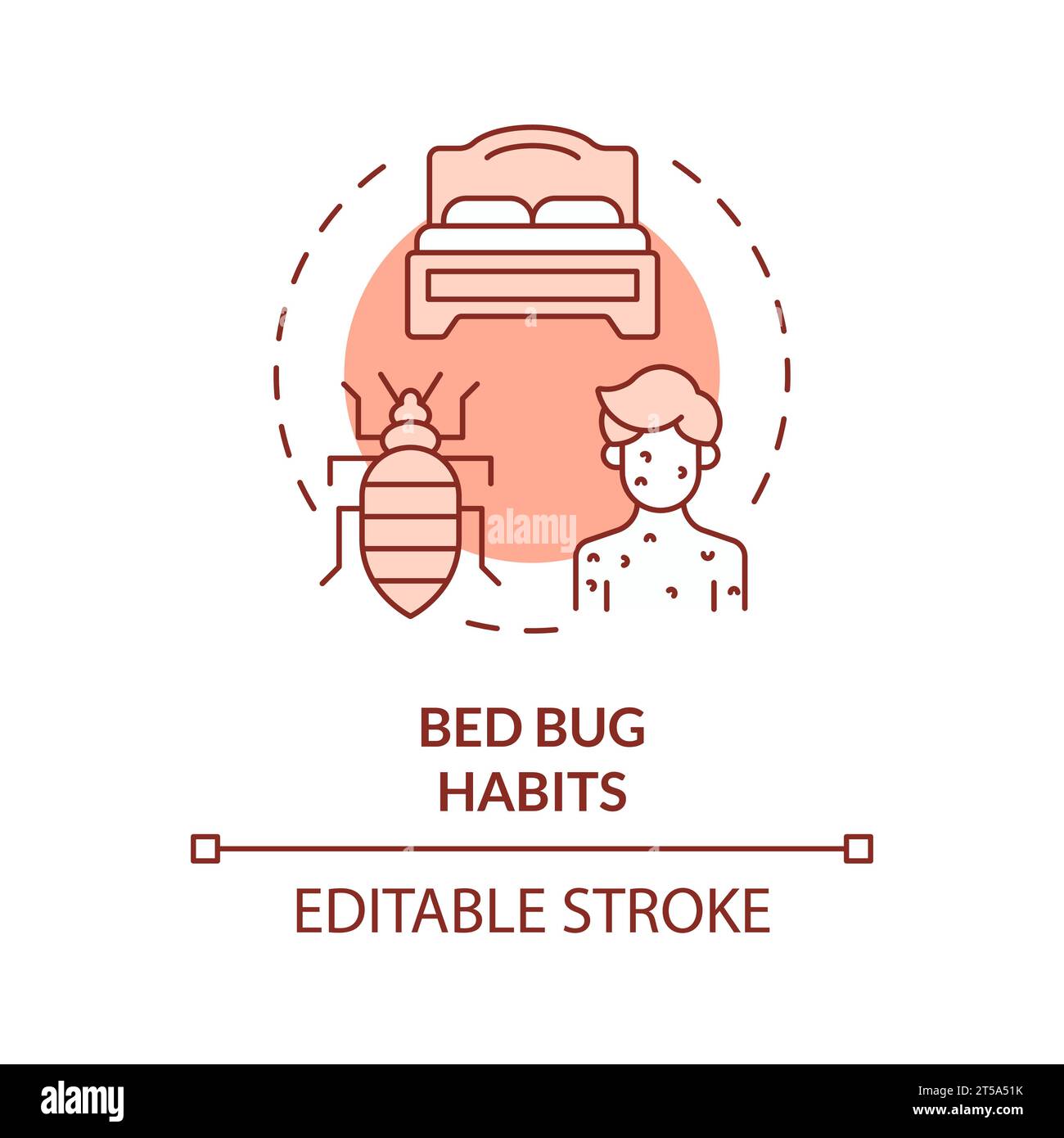 2D editable red bed bug habits icon, monochromatic isolated vector