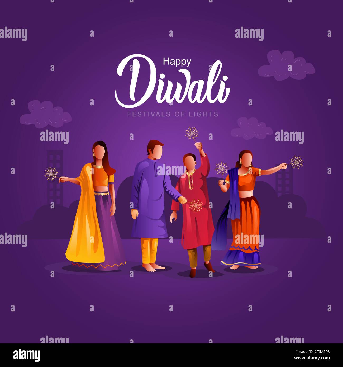 Celebrating divali india Stock Vector Images Alamy