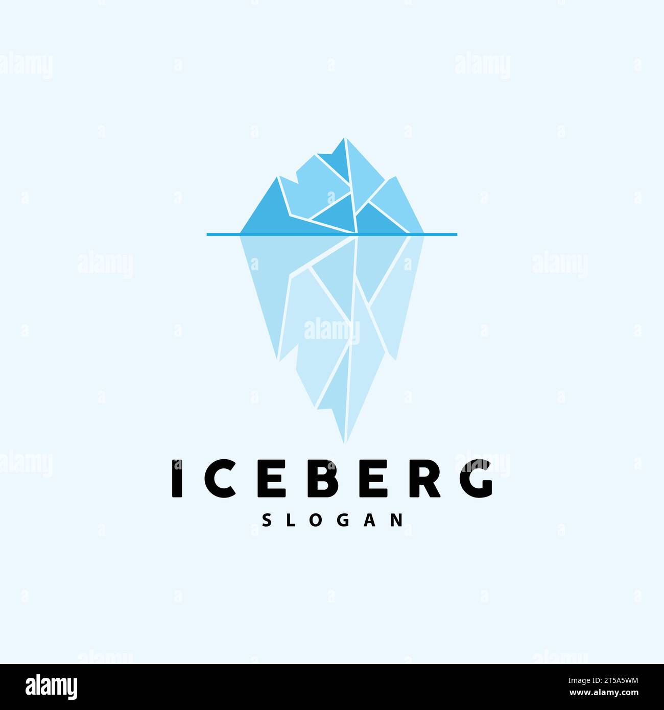 Iceberg Logo, Antarctic Mountains Vector In Ice Blue Color, Nature
