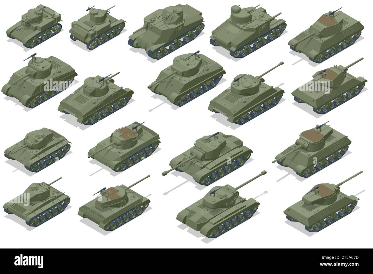 Isometric USA Tank. Selfpropelled artillery. Armoured fighting vehicle