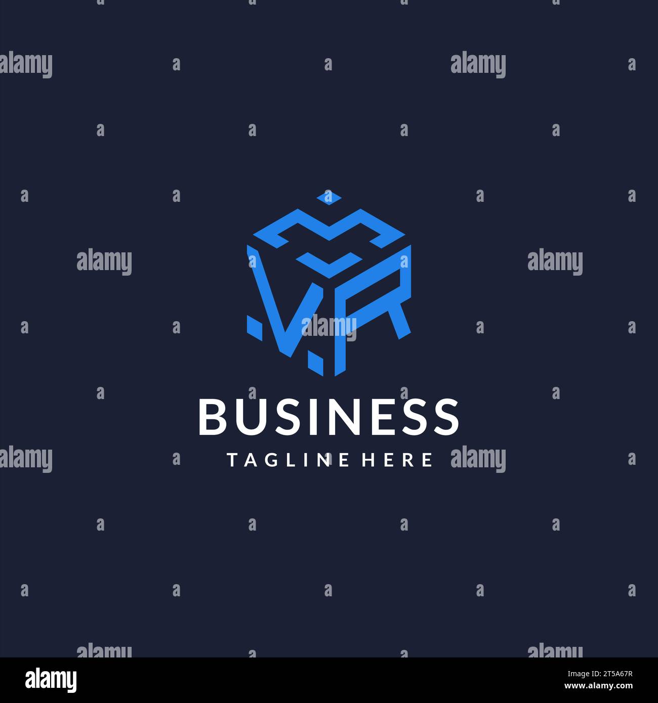 VR logo hexagon designs, best monogram initial logo with hexagonal shape design ideas inspiration Stock Vector