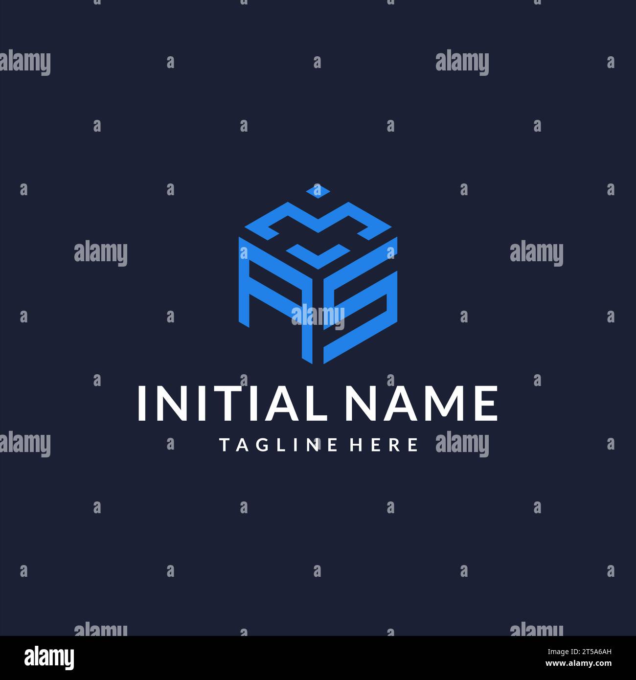 AS logo hexagon designs, best monogram initial logo with hexagonal shape design ideas inspiration Stock Vector