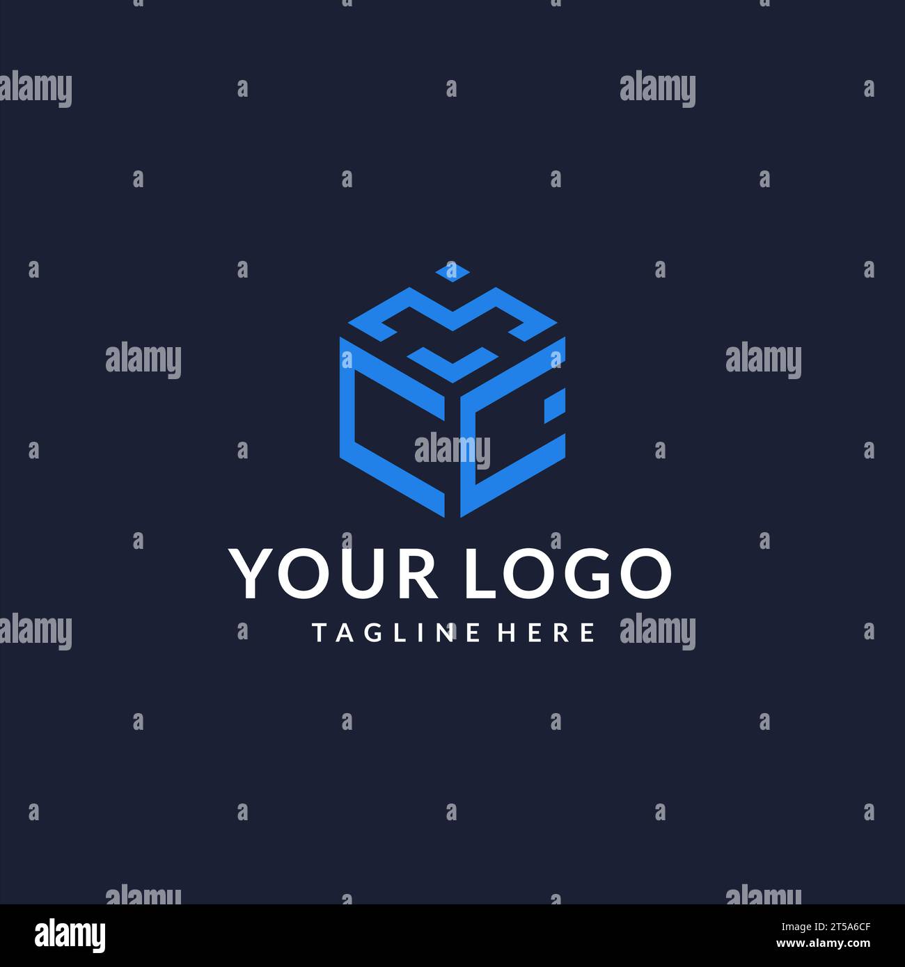 CC logo hexagon designs, best monogram initial logo with hexagonal shape design ideas inspiration Stock Vector